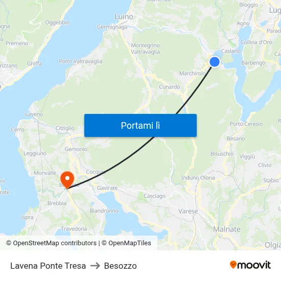 Lavena Ponte Tresa to Besozzo map