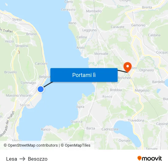 Lesa to Besozzo map
