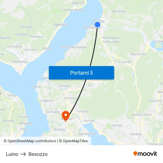 Luino to Besozzo map