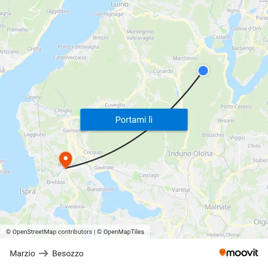 Marzio to Besozzo map