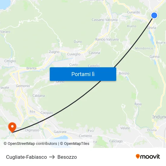 Cugliate-Fabiasco to Besozzo map
