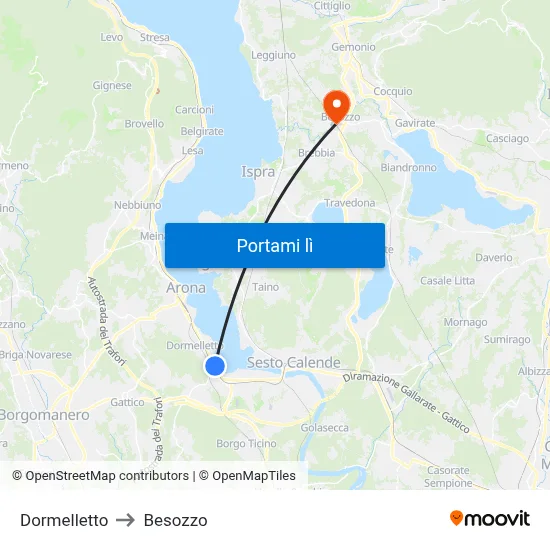 Dormelletto to Besozzo map