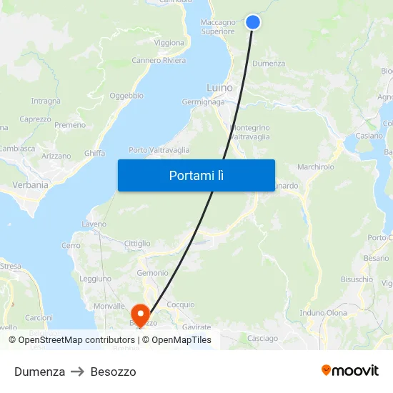 Dumenza to Besozzo map