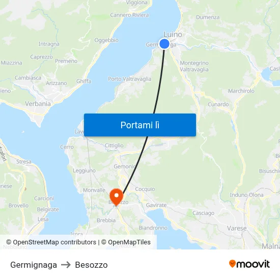 Germignaga to Besozzo map