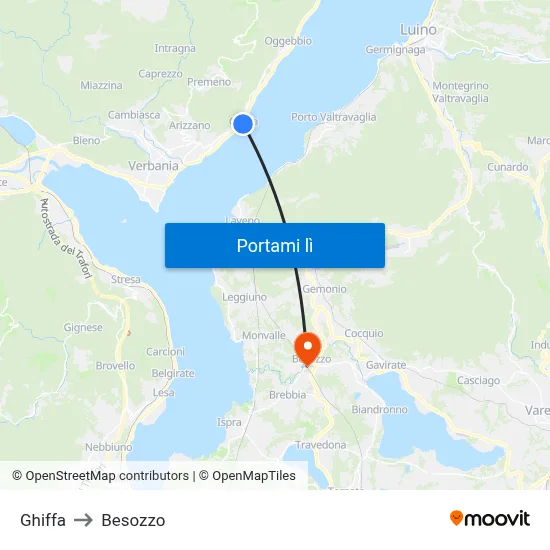 Ghiffa to Besozzo map