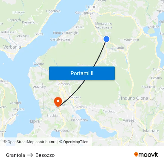 Grantola to Besozzo map