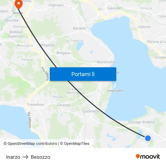Inarzo to Besozzo map