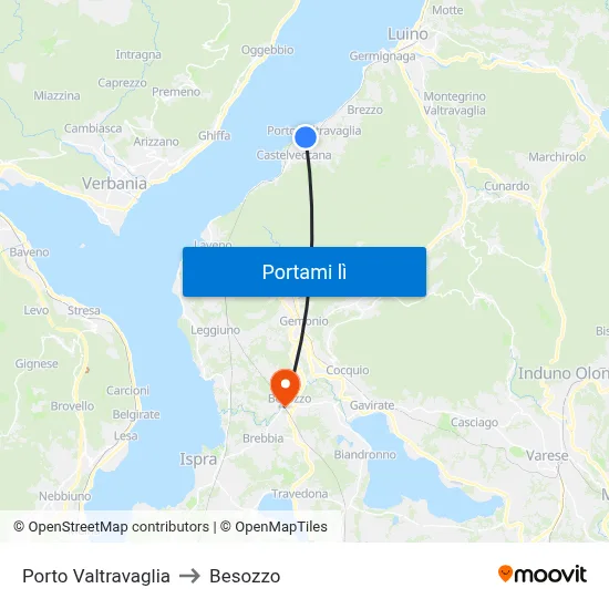 Porto Valtravaglia to Besozzo map