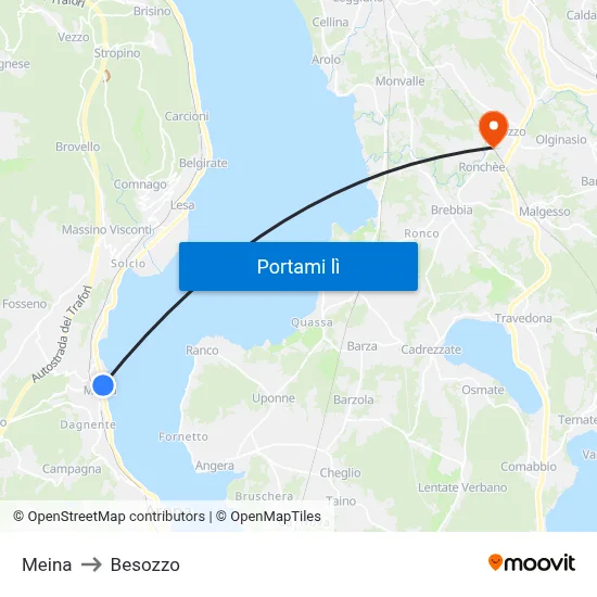 Meina to Besozzo map