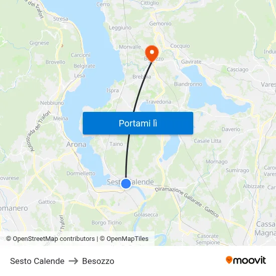 Sesto Calende to Besozzo map