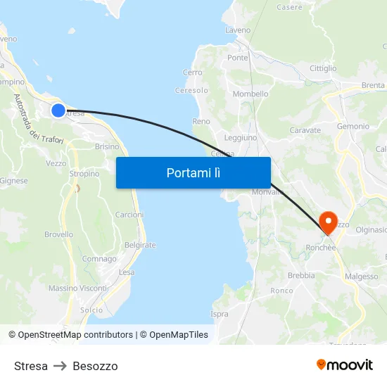 Stresa to Besozzo map