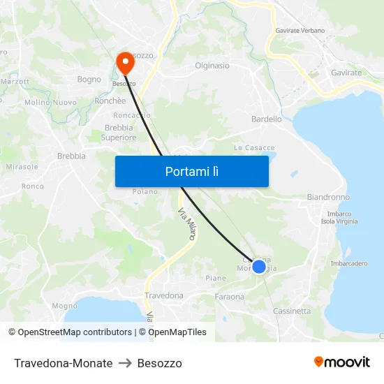 Travedona-Monate to Besozzo map