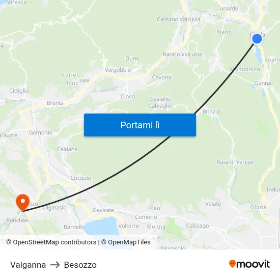 Valganna to Besozzo map