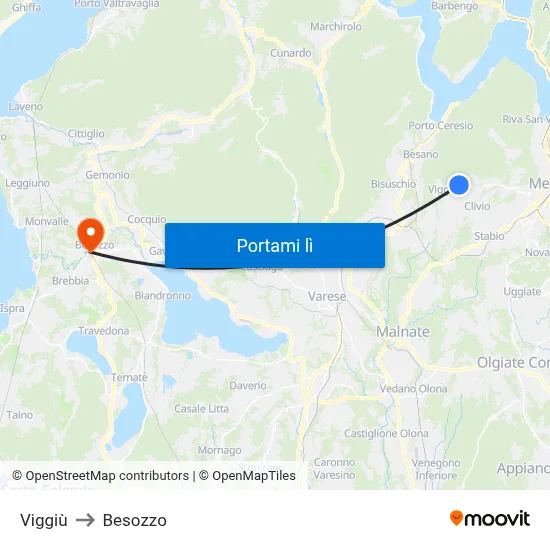 Viggiù to Besozzo map