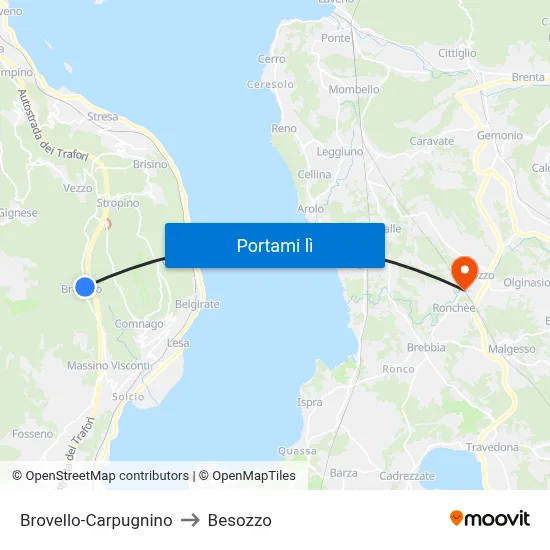 Brovello-Carpugnino to Besozzo map
