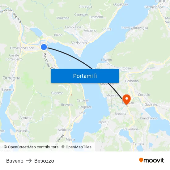 Baveno to Besozzo map
