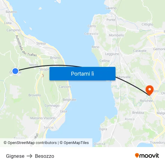 Gignese to Besozzo map