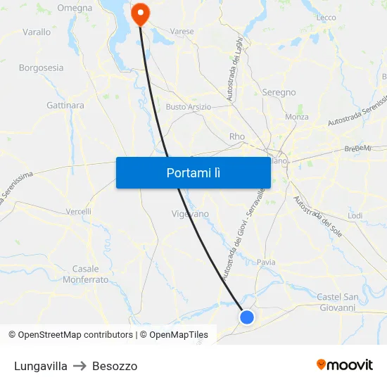 Lungavilla to Besozzo map