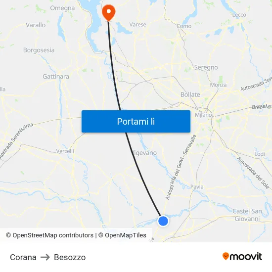 Corana to Besozzo map