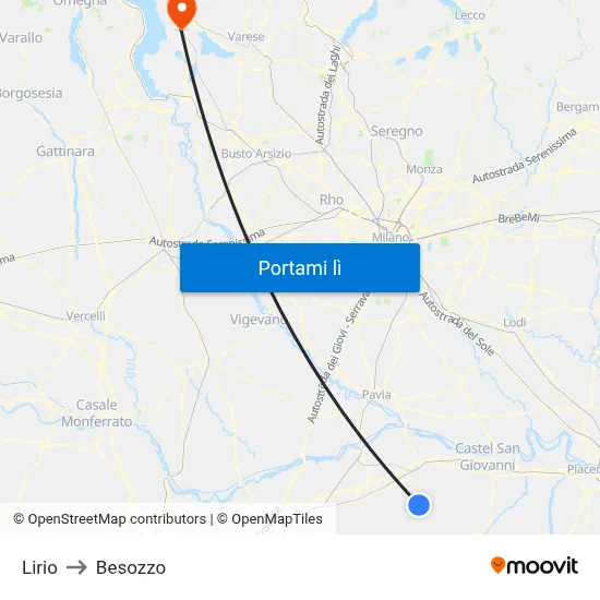 Lirio to Besozzo map