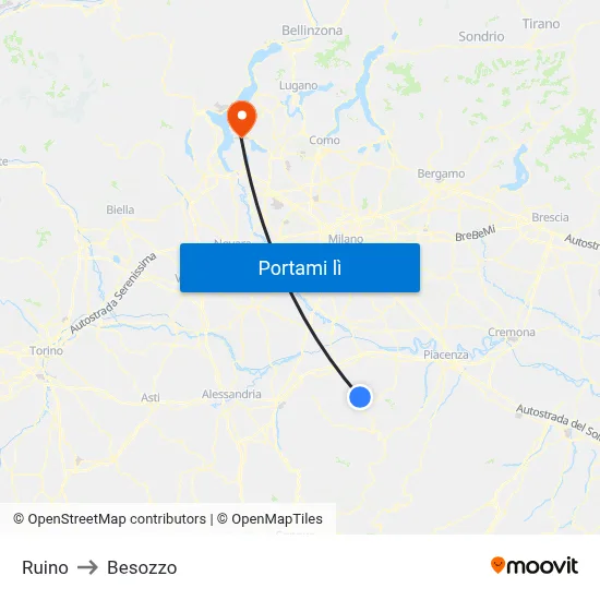 Ruino to Besozzo map