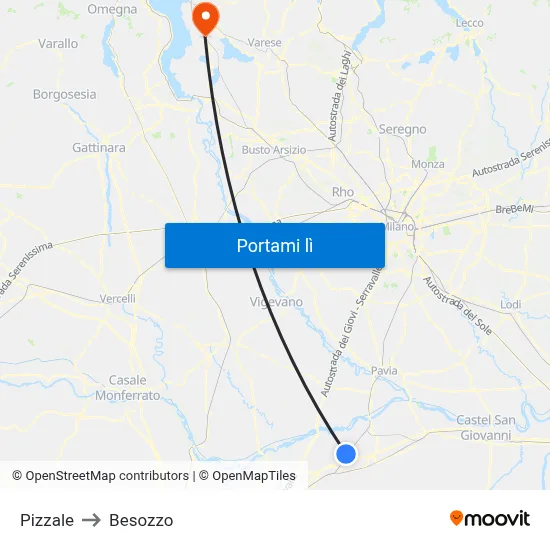 Pizzale to Besozzo map