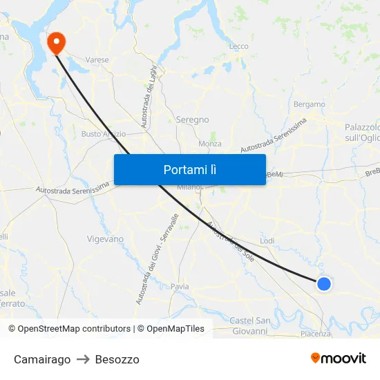 Camairago to Besozzo map