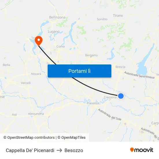 Cappella De' Picenardi to Besozzo map