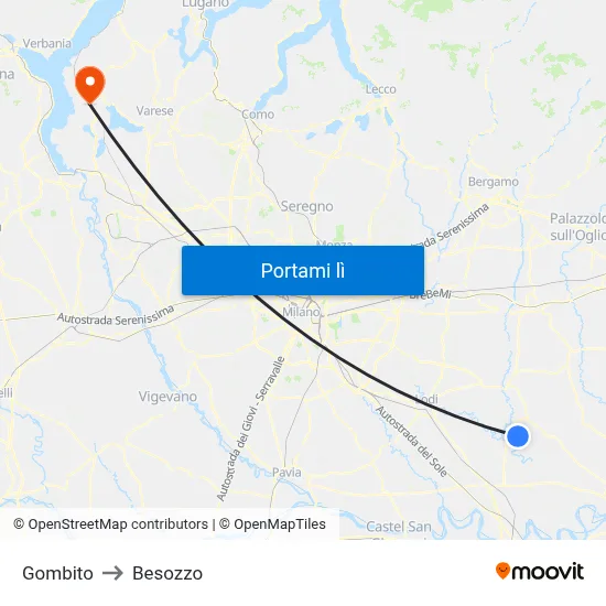 Gombito to Besozzo map