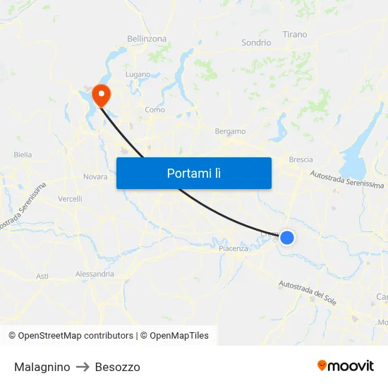 Malagnino to Besozzo map