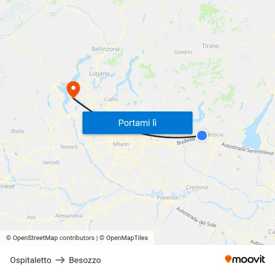 Ospitaletto to Besozzo map