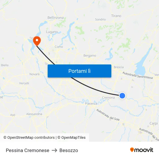 Pessina Cremonese to Besozzo map