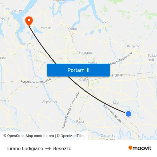 Turano Lodigiano to Besozzo map