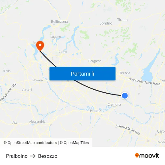 Pralboino to Besozzo map