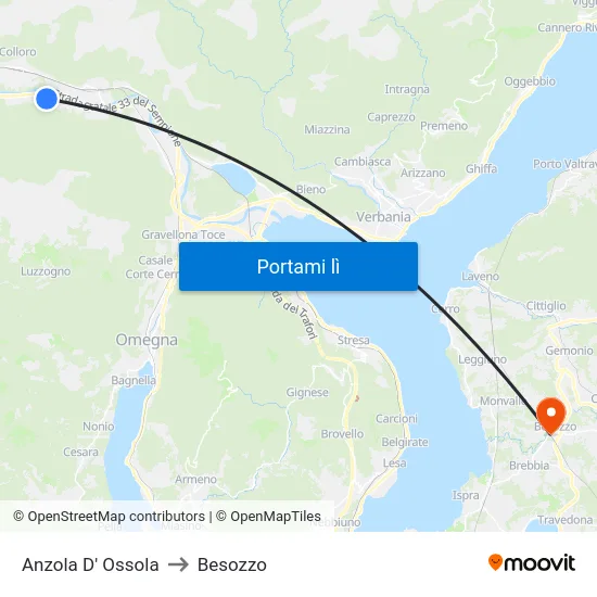 Anzola D' Ossola to Besozzo map