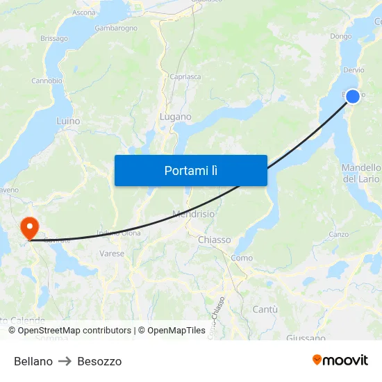 Bellano to Besozzo map