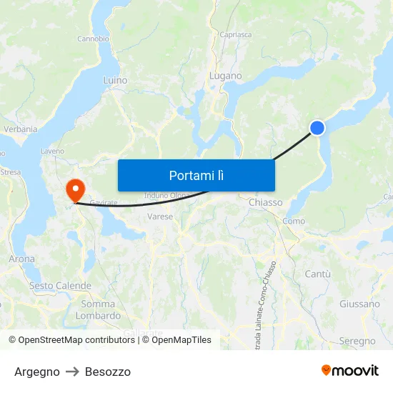 Argegno to Besozzo map