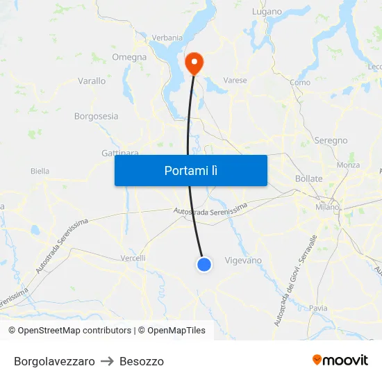 Borgolavezzaro to Besozzo map