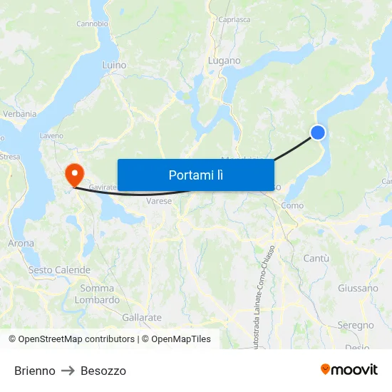 Brienno to Besozzo map