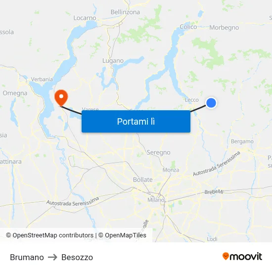 Brumano to Besozzo map