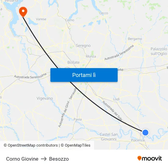 Corno Giovine to Besozzo map
