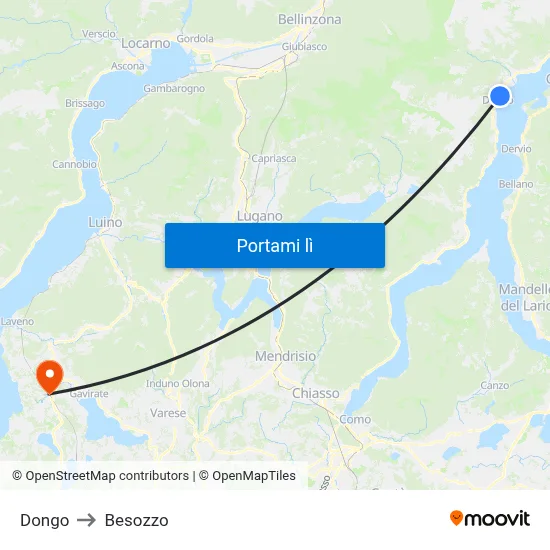 Dongo to Besozzo map