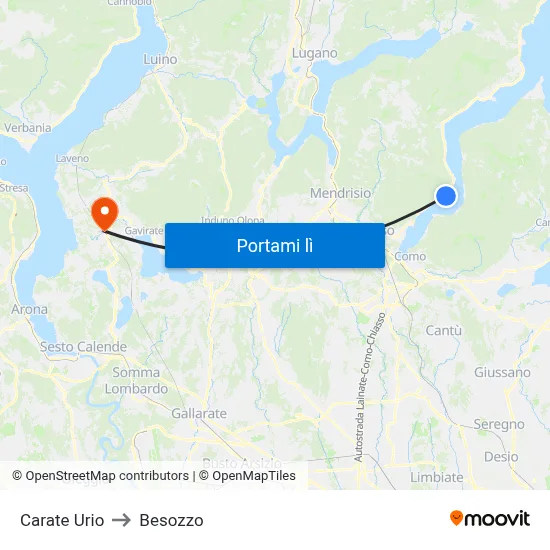 Carate Urio to Besozzo map