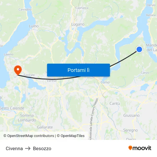 Civenna to Besozzo map
