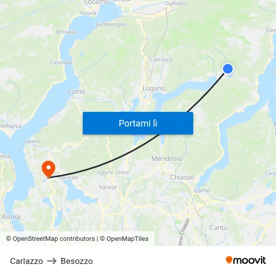 Carlazzo to Besozzo map