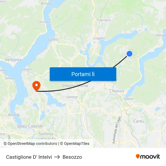 Castiglione D' Intelvi to Besozzo map
