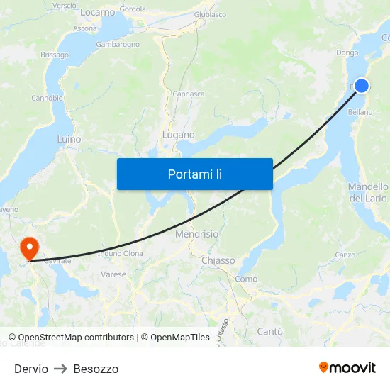 Dervio to Besozzo map