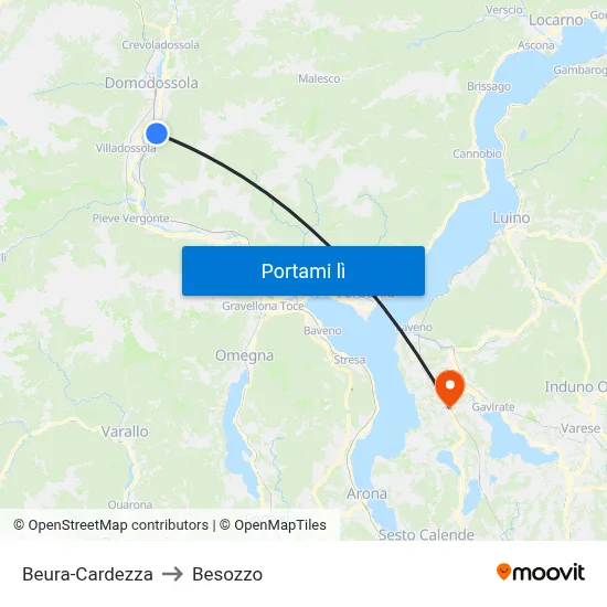 Beura-Cardezza to Besozzo map
