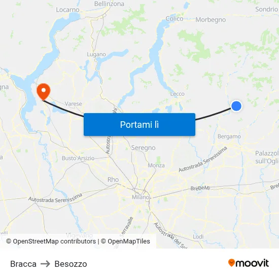 Bracca to Besozzo map