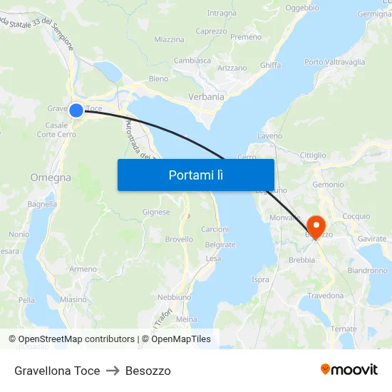 Gravellona Toce to Besozzo map